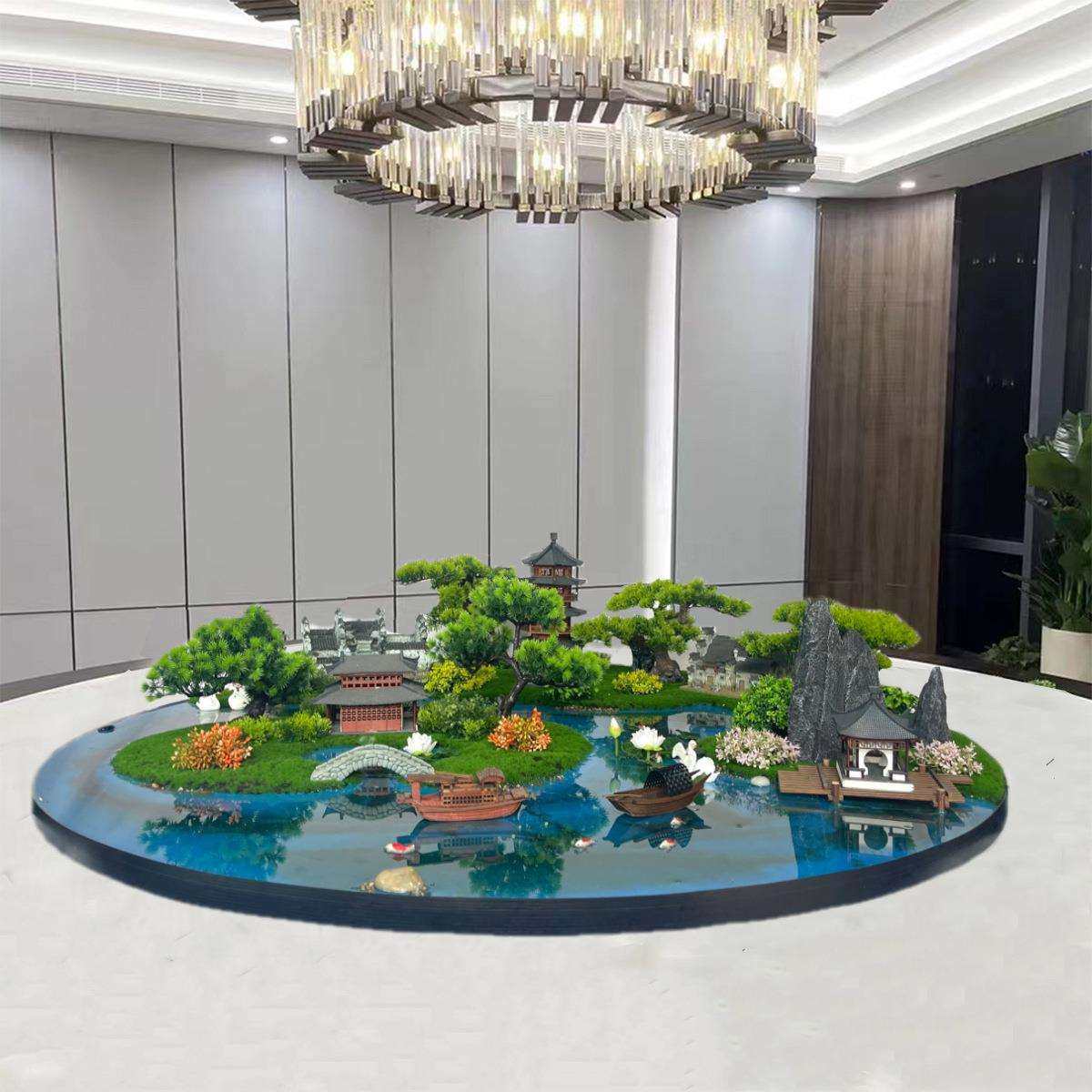 酒店大餐桌台花烟雨江南造景大圆桌摆件中间转盘装饰景观工艺品,农机/农具/农膜,其它农用工具,淘宝优惠券,粉丝福利购,淘宝优惠卷
