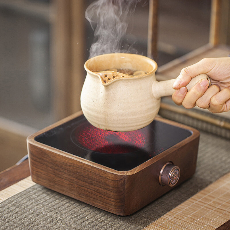 茶诵黑胡桃木实木电陶炉煮茶家用套装功夫茶道煮茶炉红外电炉茶炉