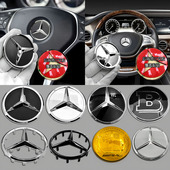 V260改装 奔驰方向盘标GLA45C级R威霆GLB 车贴 E300 C180L CLS GLK