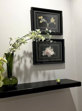 侘寂风碳化黑色置物木板墙上壁挂一字隔板书架民宿层板原木自然边