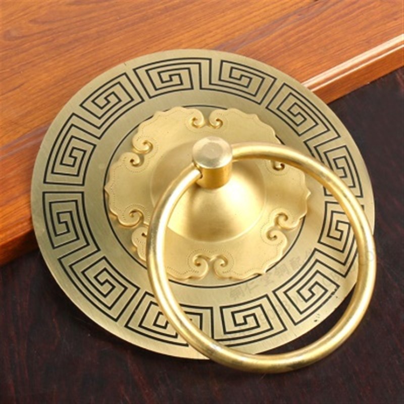 纯铜回纹全铜老式k铜门典复古配件铜大门拉手仿古环中式装饰门把