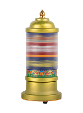 藏式电动转轮家用锌合金转筒转z动轮家居玄关彩绘摆件转经简小多