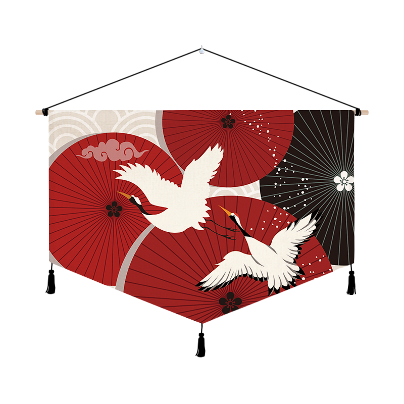 日式和风布艺挂画客厅餐s厅墙布挂布F背景墙装饰画墙面背景布挂毯图片