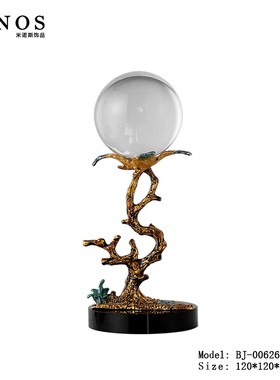 欧式奢华锌合金珐琅彩花鸟u水晶球摆件美式古典家居纯铜艺术装饰