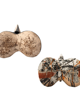 现代复古侘寂新中式陶o瓷杨桃花器花瓶摆件样板间酒店客厅玄关装