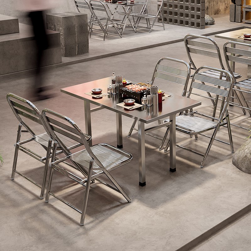 淄博烧烤店桌g椅不锈钢网红烤肉夜宵店矮桌子餐厅大排档小吃店商