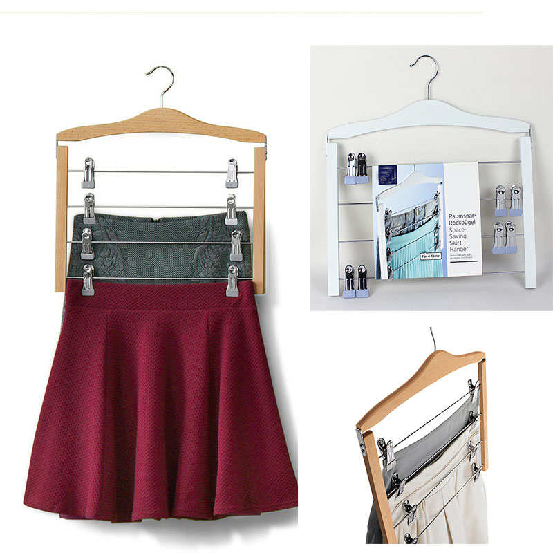 出口TCM 实木多功能多用多层魔术收纳O衣架裙夹裤架衣柜家用