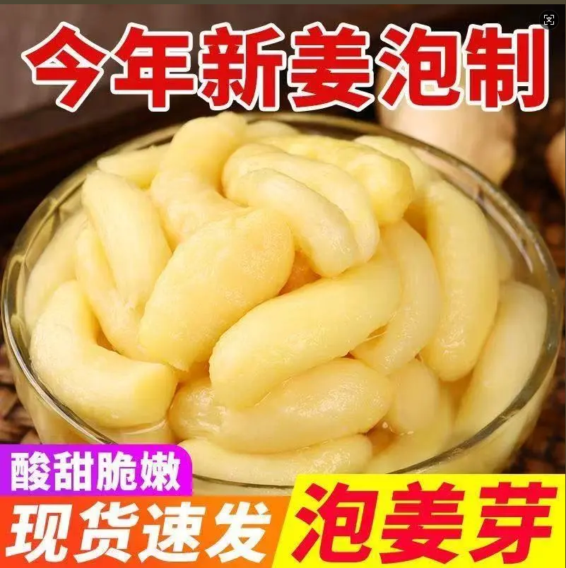 嫩姜芽糖醋嫩姜芽仔姜新鲜醋泡生姜片泡菜即食下饭菜腌制脆爽爽口