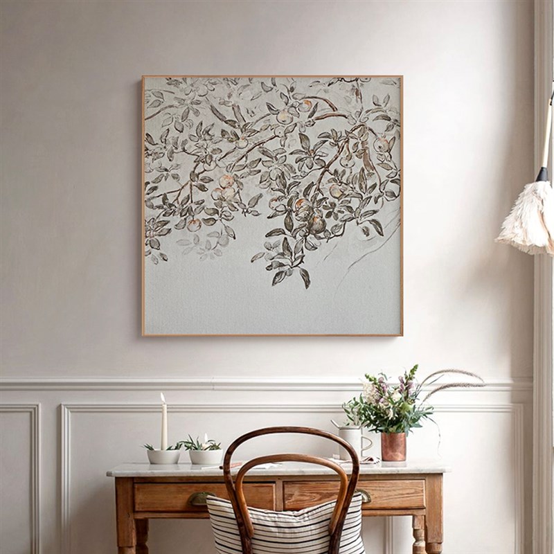 中古线稿素描卧室挂画法式美拉z德色系植物高级覆古客厅玄关装饰图片