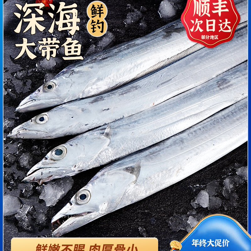 带鱼整条带鱼渤海湾带鱼鲜活速冻大刀鱼顺丰包邮带鱼段整条带鱼