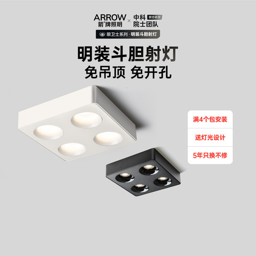 箭牌明装斗胆灯护眼筒射灯无主灯