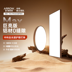 箭牌眼卫士全光谱吸顶灯胡桃木色简约复古客厅主灯中古书房间灯具