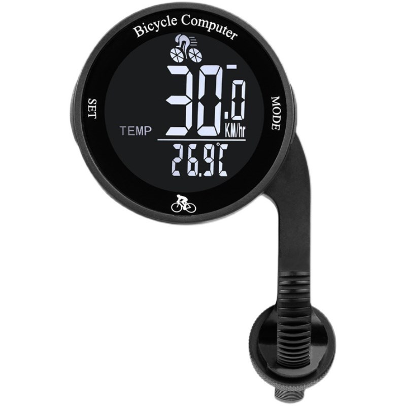 自行车防水背夜光无线黑底白字负显测速卖山地单车表圆形大屏码表