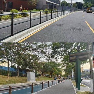 港式护栏人行道隔离护栏路中路侧防护栏锌钢防撞栏交通栏杆带安装