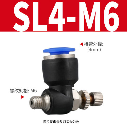 AKS艾克斯气管快速接头SL节流阀 气动快插接头调节阀SL6-02/8-02