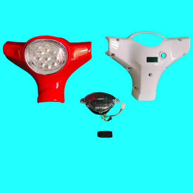 电动车配件骏马大灯前壳仪表小绵羊灯头总成头罩48V60V灯箱包邮