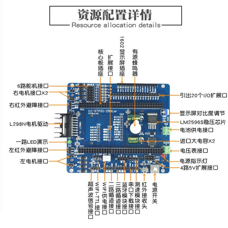 stm32智能小车驱动板 oSTM32F103ZET6核心 ARM开发板 L298N扩展板
