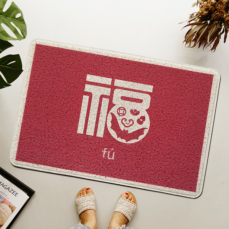 国潮红色入户门地垫n进门门厅门口地毯门垫入门丝圈脚垫家用定制