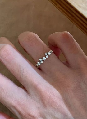 爆闪mini星光锆石排钻戒指女简约