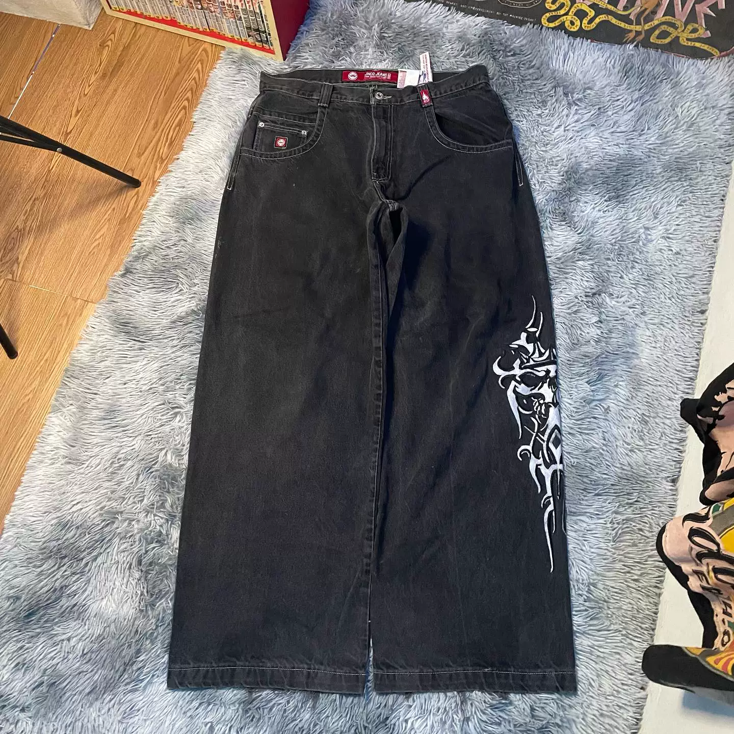 Уличные джинсы JNCO в стиле Y2K хип-хоп графический принт CARTON графика/картон графика?