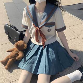 实拍现货 花阳中短袖jk制服水手服中间服套装刺绣短袖学院风正版