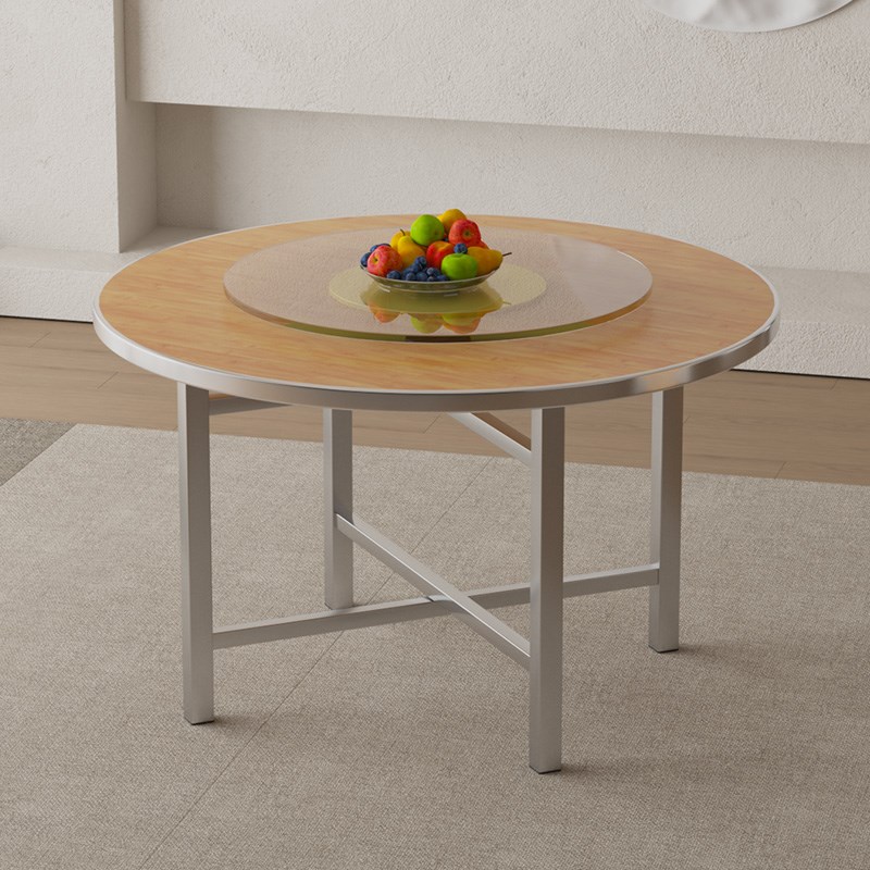 加厚实木大圆桌带转盘餐桌家用10人15人酒店饭店餐厅桌面板加转盘