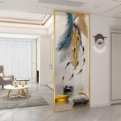 艺术玻璃屏风隔断入户客厅餐厅过道洗手台干湿分离隔断屏风双面画