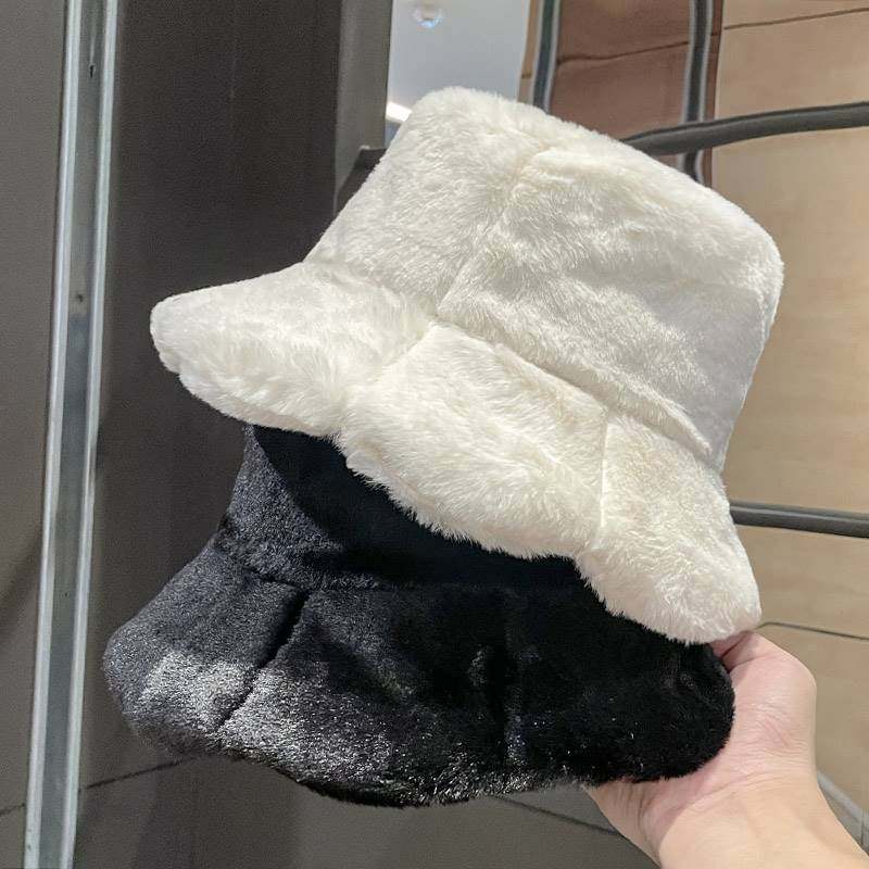 韩版ins荷叶边毛绒绒渔夫帽子女秋冬季百搭时尚网红日系潮流盆帽