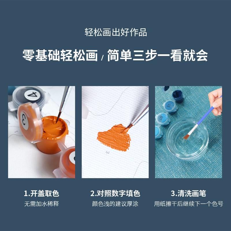 数字油画diy填充手绘玄关客厅背景墙装饰手工油彩画人物照片定制图片