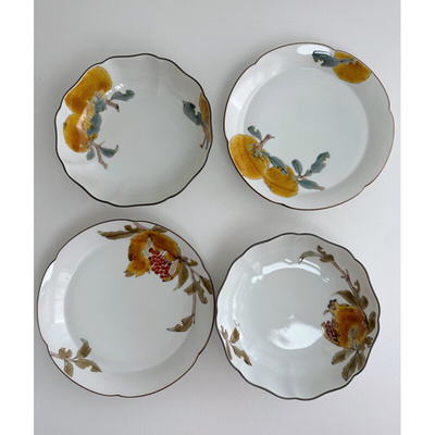 日本进口 九谷烧作家手绘平盘钵碗 日式陶瓷餐具碗大碗面碗餐盘子