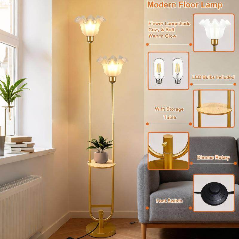 简约落地灯灯带架子置物客厅复古卧室办公室走廊一角装饰灯