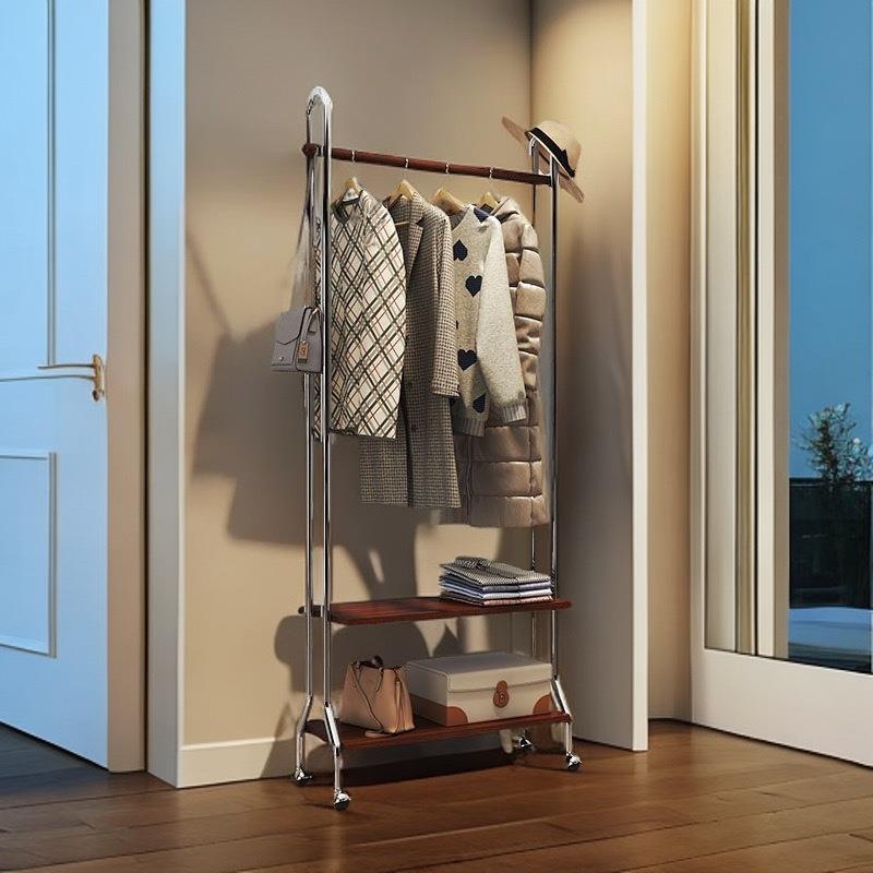 意式极简挂衣架落地卧室衣服置物架带抽屉入户轻奢高级可移动法式