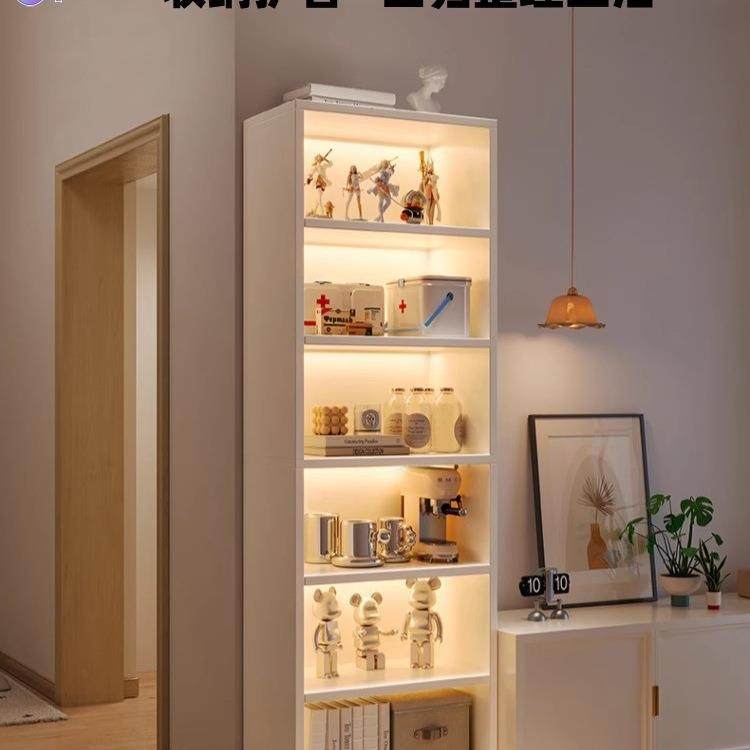 电视柜旁置物架家用书架简易落地收纳过道柜子客厅多层墙角书