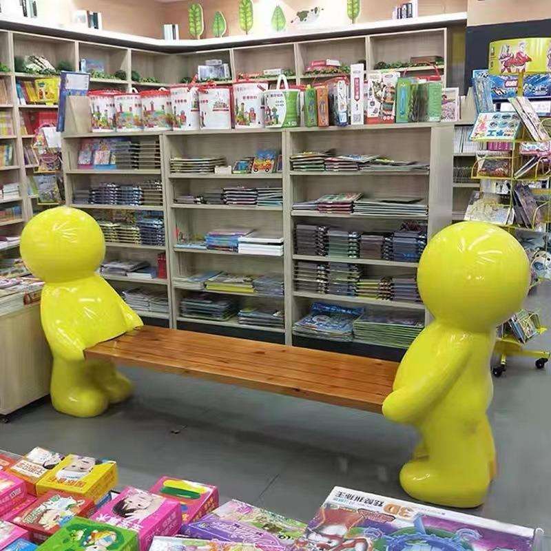 创意人偶休闲椅户外游乐场幼儿园卡通座椅商业街玻璃钢公共等候椅