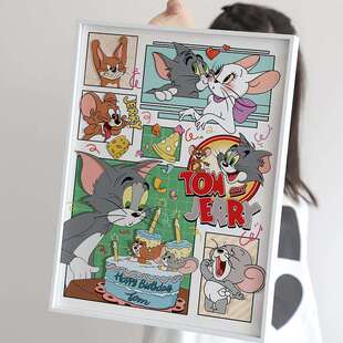 卡通猫和老鼠tomandJerry版画游乐园装饰画玄关儿童房卧室挂画