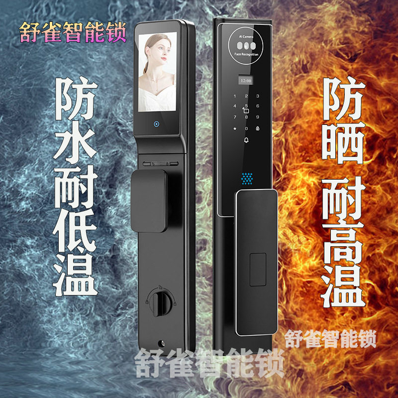 户外庭院门智能锁双开门人脸识别指纹锁防水防晒防冻家用密码锁