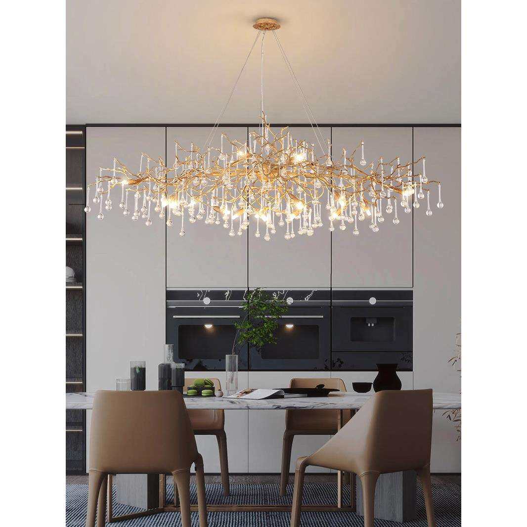 艺术范轻奢水晶餐厅吊灯别墅大厅全铜奢华法式客厅树枝吧台灯