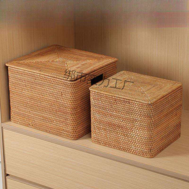 2025新款收纳箱藤编收纳筐草编杂物玩具脏衣服篮子竹编编织储物收
