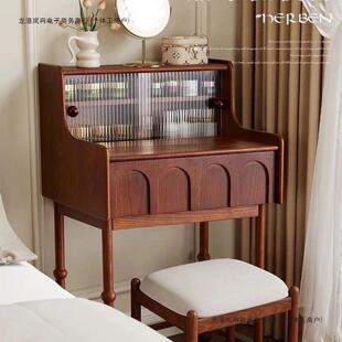 法式中古小型复古风梳妆台小户型实木卧室床头化妆设计师化妆台