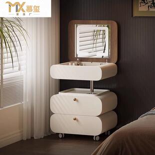 实木烤漆梳妆台卧室可旋转升降小户型免安装翻盖隐藏镜迷你化妆桌