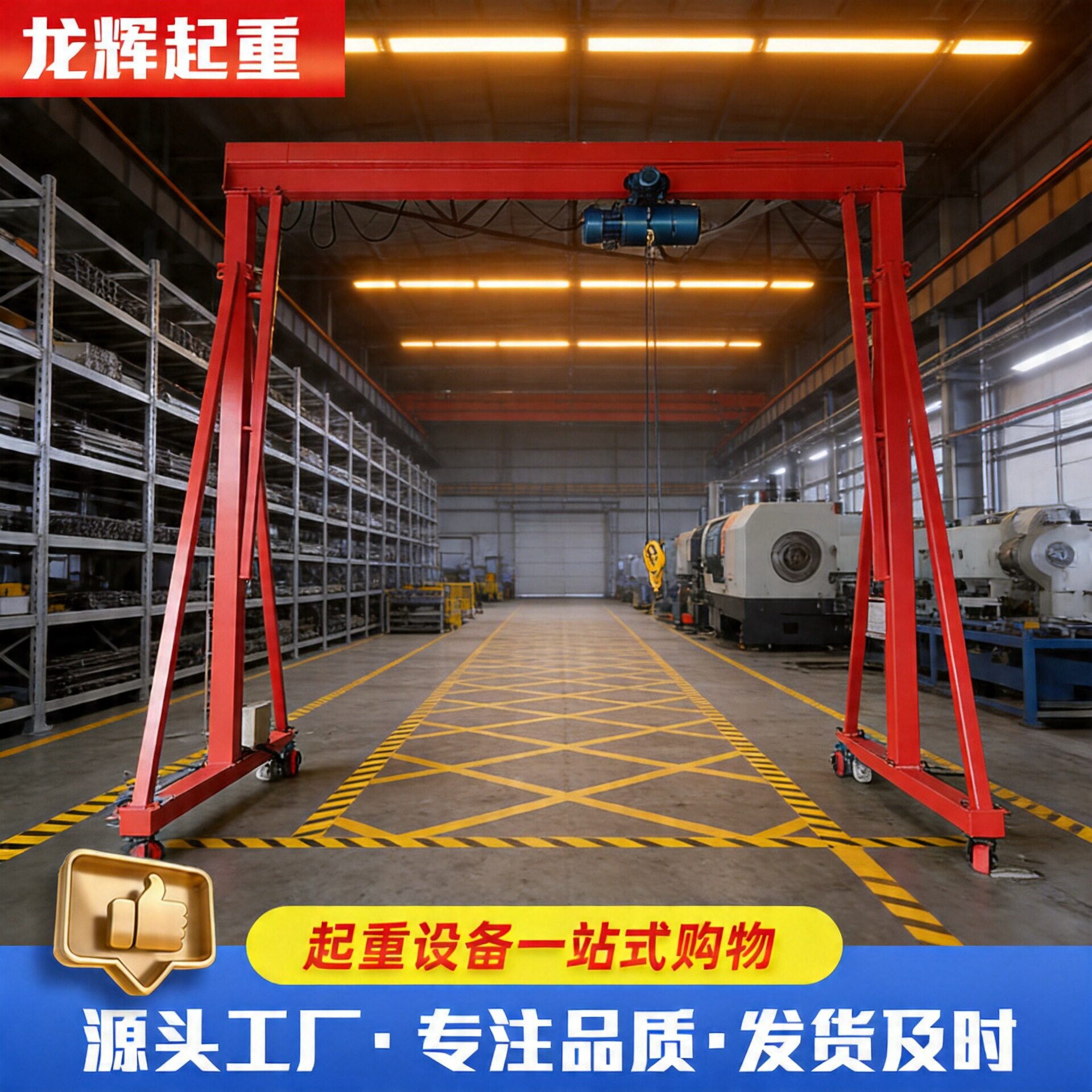 无轨万向移动小型简易龙门架仓库物流起重装卸货2吨3吨电动龙门架