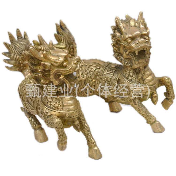 金属工艺品商务家居装饰桌面纯铜火焰麒麟摆件