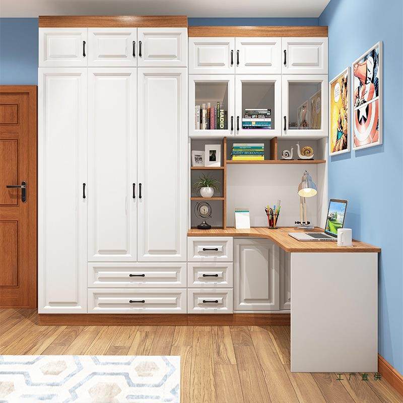 现代转角衣柜书桌一体组合电脑桌儿童卧室书柜带学习桌简约储物柜,收纳整理,烫衣板及配件,淘宝优惠券,粉丝福利购,淘宝优惠卷