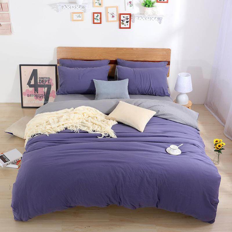 泡泡纱软绵绵四件套纯色日式水洗棉4件套超柔磨毛床单