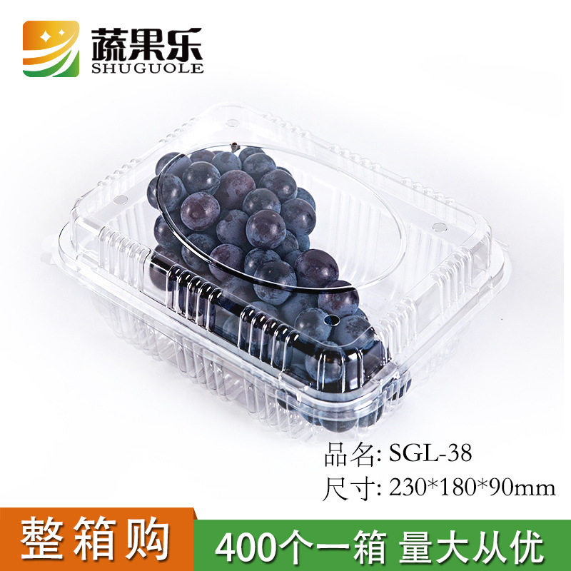 蔬果乐38一次性透明塑料蔬菜盒葡萄鲜果切高透加厚水果盒两斤含税