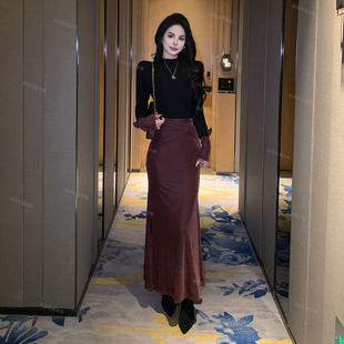 秋冬高级设计感小众老钱风气质显贵小立领拼接扭结上衣裙子套装