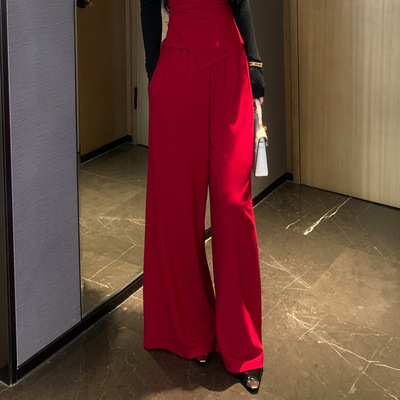 秋冬新款气质阔腿裤高级质感纯色加厚款式