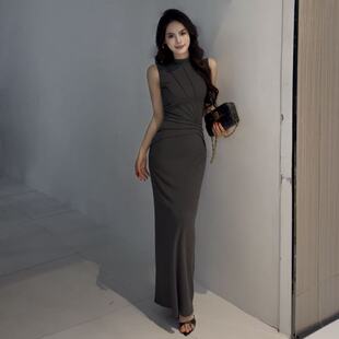 仲夏绵绵冰波点连衣裙女韩系气质收腰晕染长裙子