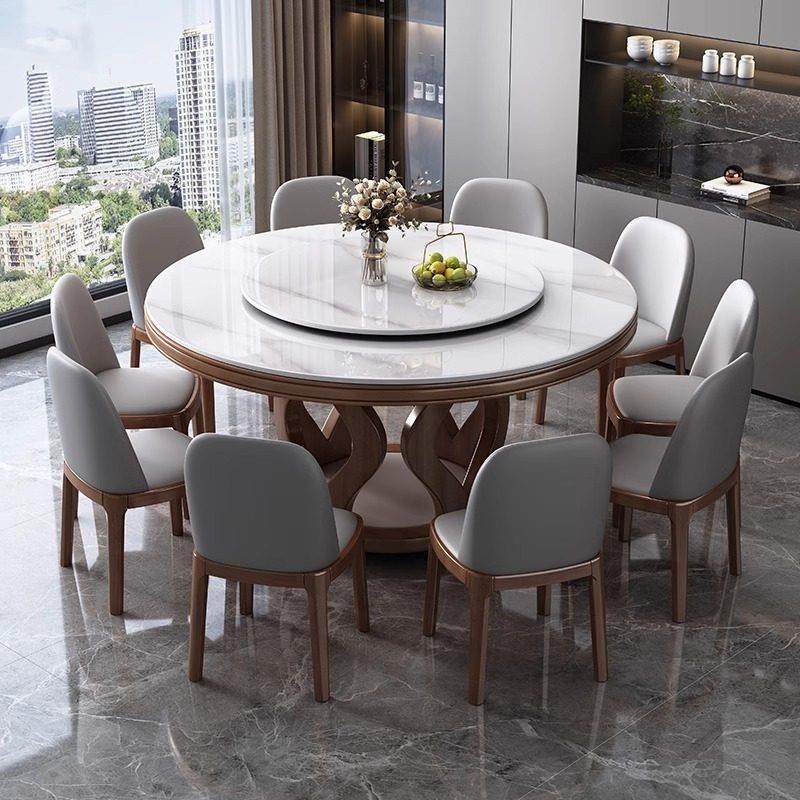 轻奢岩板酒店餐桌椅组合现代家用圆形吃饭桌10人实木大圆桌带转盘,住宅家具,岩板餐桌,淘宝优惠券,粉丝福利购,淘宝优惠卷