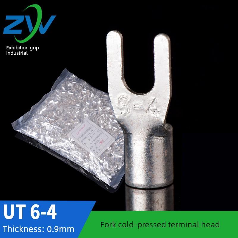 紫铜焊口 UT叉型裸端头UT6-4 Y型接线端子 U型铜端子 镀银 1000祇